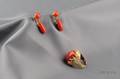 14kt Gold and Coral Earpendants and Ring