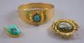 18kt Gold and Turquoise Pendant and Two Gold Scarabinset Jewelry Items