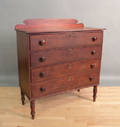 New England red stained chest of drawers