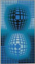 Victor Vasarely FrenchHungarian 19081997 Untitled Two Blue Spheres