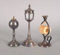 Two silver plated oil lamps 19th c