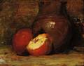 Attributed to Louis Orr American 18791961 Still Life with Apples and Ceramic Vase