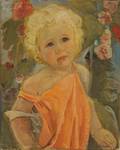 Pierre Francis Daura American 18961976 Portrait of a Young Girl in an Orange Dress