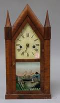 Mahogany Sharp Gothic or Steeple Clock by Elisha Manross