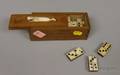 Slidelid Box with Carved Whalebone Whale Containing Dominoes