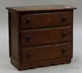 Miniature Walnut ThreeDrawer Chest