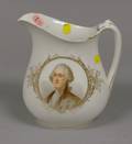 Gilt and Transfer George and Martha Washington Portrait Decorated Porcelain Pitcher