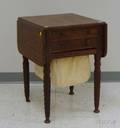 Late Federal Mahogany and Mahogany Veneer Dropleaf ThreeDrawer Sewing Table