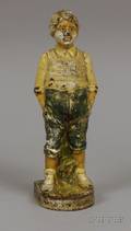 Painted Cast Iron Figural Boy Doorstop