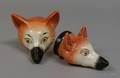 Two Staffordshire Fox Stirrup Cups