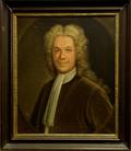 Brownpainted Wood Framed Oil on Canvas Portrait of a Gentleman with a White Wig