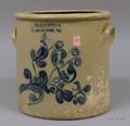 OL  AK Ballard Burlington Vt Cobalt Floral Decorated FourGallon Stoneware Crock