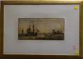 Framed W Calcott Knell Watercolor on Paper European Coastal Scene