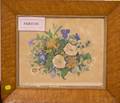 Two Birdseye Maple Veneer Framed 19th Century Watercolor Floral Still Lifes