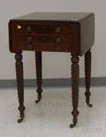 Classical Mahogany and Mahogany Veneer Dropleaf ThreeDrawer Work Table with Ropeturned Legs