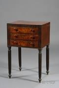 Federal Mahogany Carved and Birdseye Maple Veneer Sewing Table