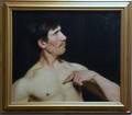 Framed 19th20th Century AngloAmerican Oil on Canvas Academic Study of a Male Model