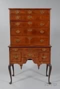 Queen Anne Inlaid Walnut Veneer High Chest of Drawers