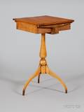 Shaker Attributed Tiger Maple Spiderleg Sewing Stand with Dual Drawer