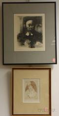 Two Framed Etchings Portraits of Men by David Aaronson and Jack Levine