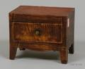 Small Redpainted Tiger Maple Footed Box with Drawer