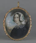 American watercolor on ivory miniature portrait of a woman ca 1830
