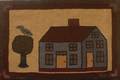 Wool Hooked Rug with House Tree and Bird