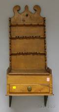Country Pine Spoon Wall Rack with Drawer
