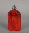Unusual marbled flambe glass flask 19th c