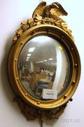 Federalstyle Giltwood and Gesso Convex Girandole Mirror and a Goldpainted Circular Gesso and Wood Mirror with Beveled Glass