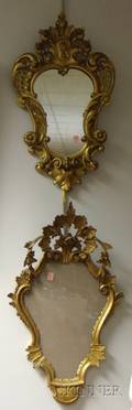 Two Rococostyle Carved Giltwood Mirrors