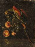 Flemish School 18th Century Style Parrot and Flowers