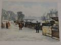Unframed Color Etching of Booksellers Along the Seine by Manuel Robbe French 18721936