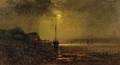 Attributed to Wesley Elbridge Webber American 18411914 Moonlit Harbor