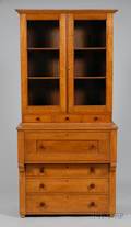 Empire Glazed Tiger Maple Stepback TwoPart DeskBookcase