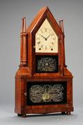 Mahogany DoubleCandlestick Wagon Spring Clock by Birge and Fuller