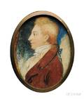 Profile Portrait Miniature of a RedHaired Gentleman in a Maroon Jacket