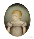 Portrait Miniature of a Child with Red Hair in a Gray Dress
