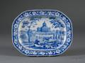 Boston State House Blue Transfer Decorated Staffordshire Pottery Platter