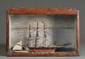 Painted Cased Wooden Ship Diorama
