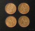 Four United States Liberty HeadHalf Eagle Five Dollar Gold Coins