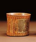 PreColumbian Polychrome Pottery Cylinder