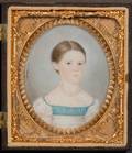 Portrait Miniature of a Girl in a White Dress with Blue Bodice