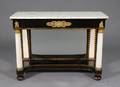 Classical Ebonized Gilt Stencil and Ormolumounted Marbletop Pier Table