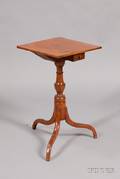 Federal Mahogany Inlaid Candlestand with Drawer