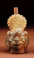 PreColumbian Pottery Effigy Head Vessel