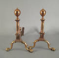 Pair of Chippendale engraved bell metal andirons ca 1800
