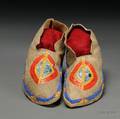 Upper Missouri River Quilled and Beaded Hide Moccasins