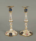 Pair of Battersea candlesticks 18th c