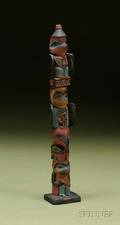 Northwest Coast Polychrome Carved Wood Totem Pole